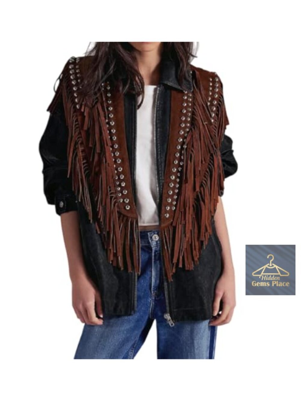 Studded Faux Suede Poncho Wrap Tassel Open Front Western Cape